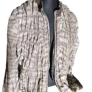 Chico's Cream Ruched Bomber Jacket